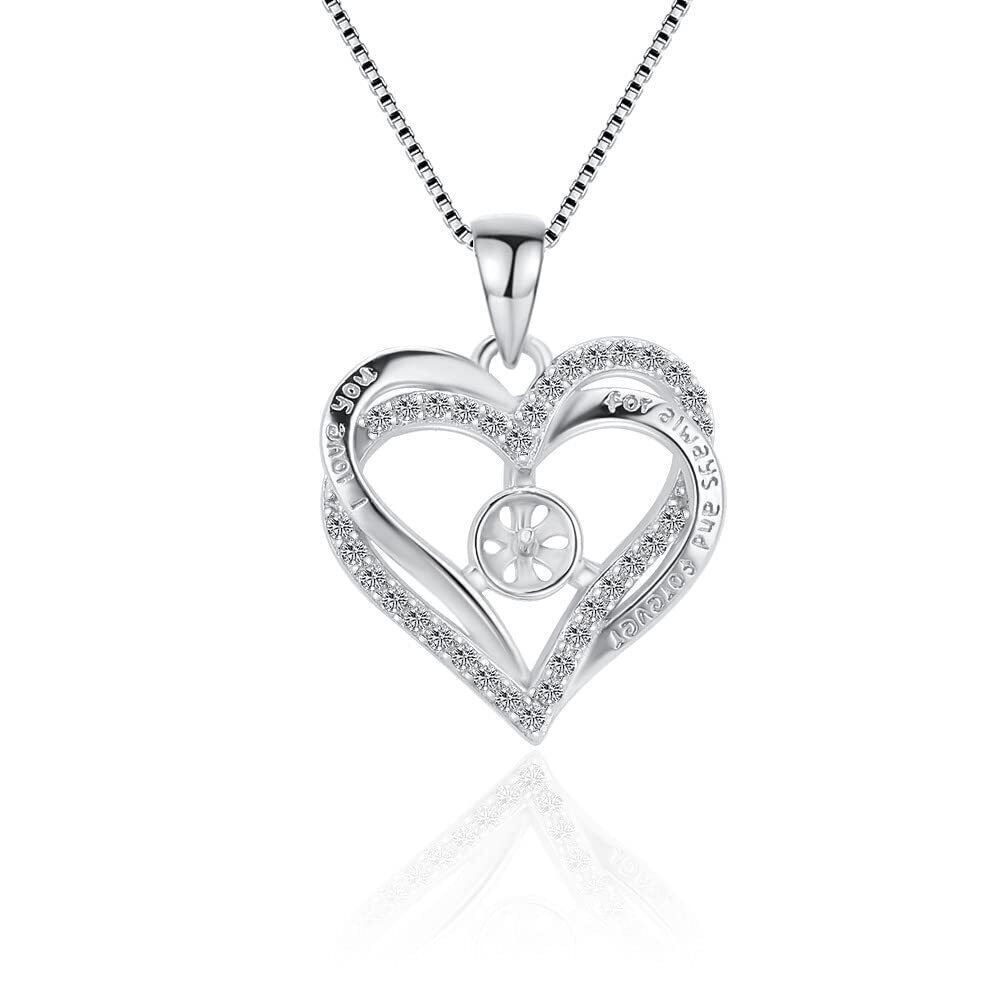 8195 Sterling Silver CZ Crisscross Heart Bail Pin Pendant Fitting for Pearl